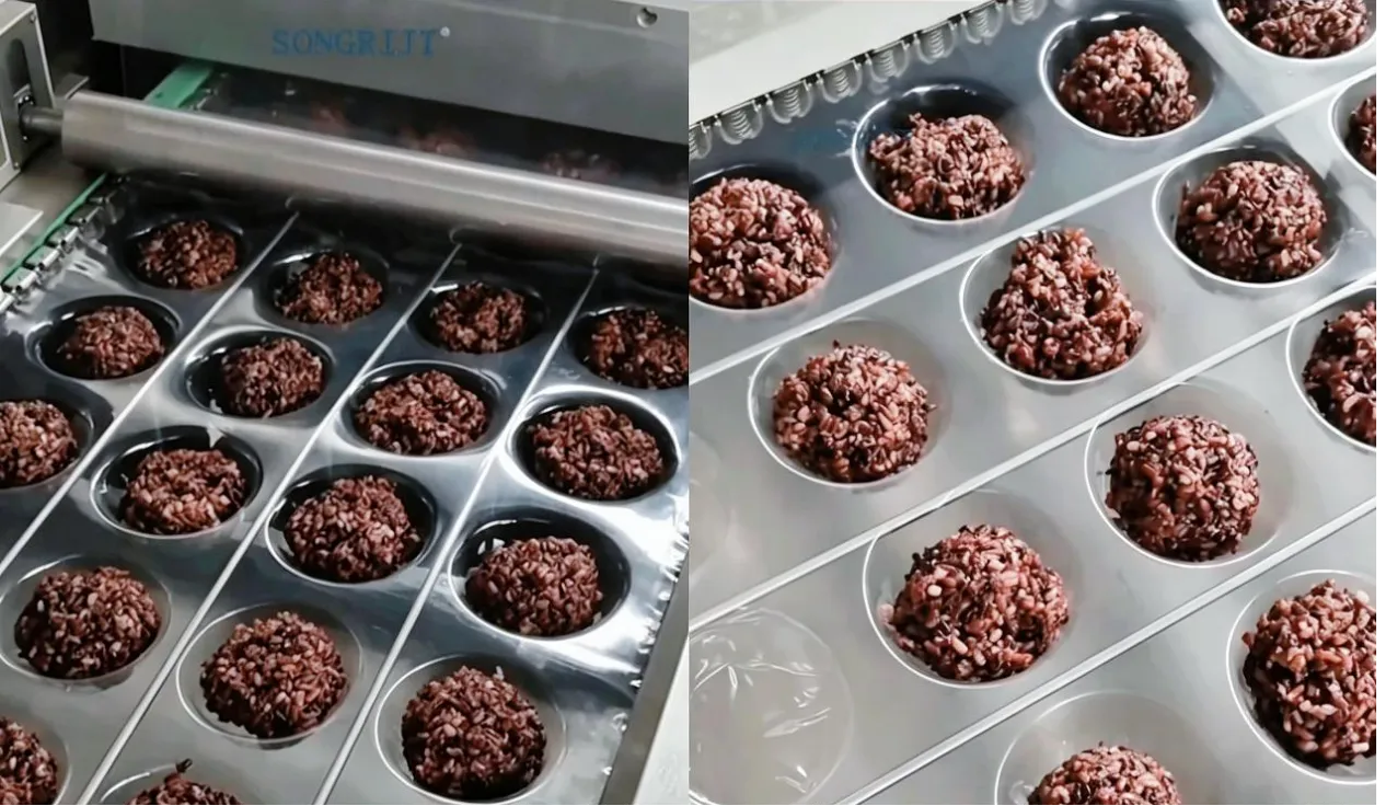 Trial Run Success Stretch Film Packaging Machine for Rice Ball Packaging